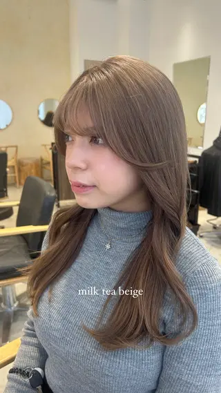 セミロング カラー ブリーチなしWカラー ／レイヤー🎀マリノのヘアスタイル