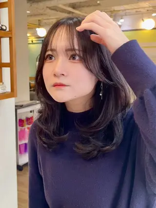 セミロング カラー 大人可愛い透明感🌟 小顔・韓国髪🌟野中のヘアスタイル