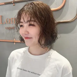 ショート カラー ボブ/巻ける縮毛矯正 /韓国レイヤーはなのヘアスタイル