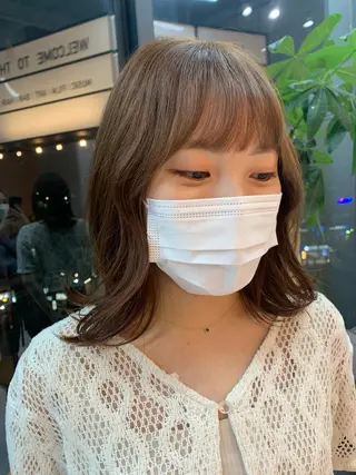 セミロング カラー 🤍垢抜け♡透明感 カラーmoeka🤍のヘアスタイル