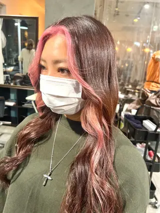 セミロング カラー ヘアアレンジ 🌈インナーカラー ‘ショウマ’🌈のヘアスタイル