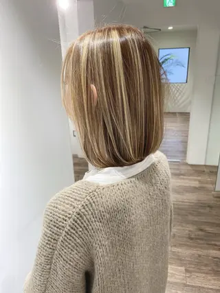 ミディアム カラー ハイライト⭐️上野 高広のヘアスタイル