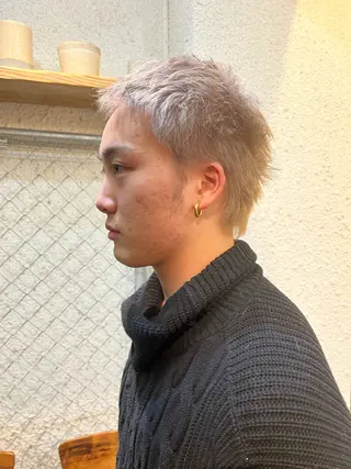 ショート カラー メンズ ハイトーンを育てる ブリーチカラー/牧原のヘアスタイル
