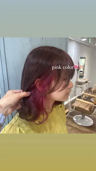 ミディアム カラー 顔周りカット/ 似合わせ/momo/のヘアスタイル