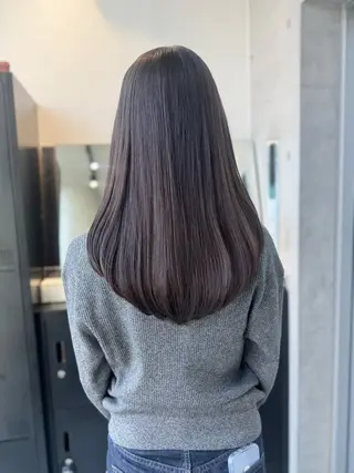 ロング カラー パーマ ヘアアレンジ 透明感/オリーブ/ グレージュ/YUKAのヘアスタイル