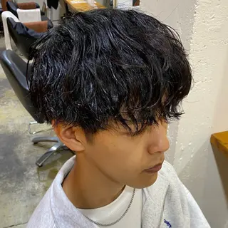 ショート パーマ メンズ レイヤーボブ/ 艶カラー/サナ🌼のヘアスタイル