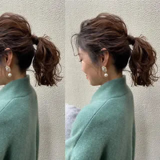 ミディアム カラー ツキノキ ミナのヘアスタイル