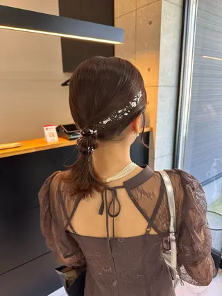 ミディアム ヘアアレンジ ヘアセット🎀透明感 カラーHiROEのヘアスタイル