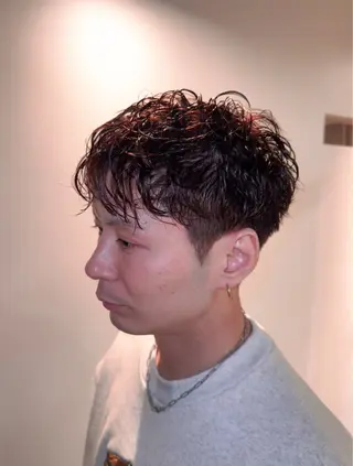 カラー パーマ メンズ ハイトーン/パーマ 大名 sakiのヘアスタイル