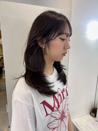 セミロング カラー ✨縮毛矯正✖︎顔周り レイヤー✨ナカムラのヘアスタイル