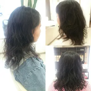 セミロング パーマ キンジョウ エナミのヘアスタイル