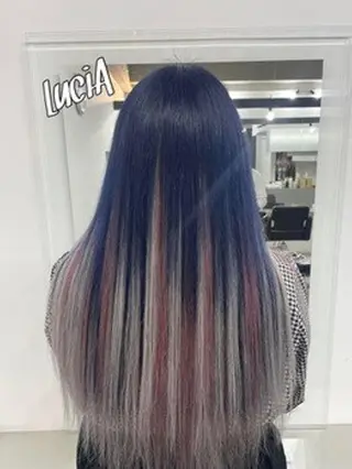 カラー ロング ヘアアレンジ MISAKIエクステ ブリーチ\5900のヘアスタイル