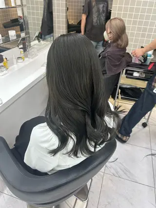 ロング カラー パーマ ヘアアレンジ メンズ キッズ ブリーチなしカラー/ ブラウン/レイヤーのヘアスタイル