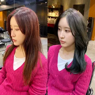 セミロング カラー 透明感カラー🌿 グレージュ🐺陽介のヘアスタイル