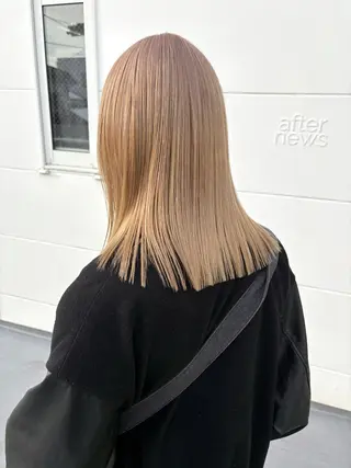 カラー まろみ暖色×ボブ ×chia🕯のヘアスタイル