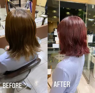ミディアム カラー ヘアアレンジ 川上 麻梨阿のヘアスタイル