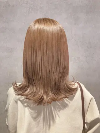 ミディアム カラー スキバサミを使わない カット🌼唯🌼のヘアスタイル