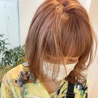 セミロング カラー nishido ハイライト/パーマのヘアスタイル