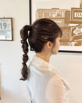 ヘアアレンジ 酸性ストレート/ブリ ーチなしWカラー河本のヘアスタイル