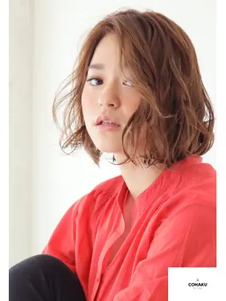 ミディアム カラー パーマ tocoha 四條畷駅のヘアスタイル