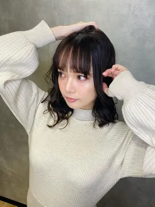 ミディアム 美髪/髪質改善 縮毛矯正/透けカラーのヘアスタイル