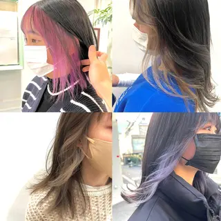セミロング カラー パーマ ヘアアレンジ 🌈インナーカラー ‘ショウマ’🌈のヘアスタイル