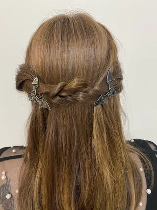 セミロング カラー パーマ ヘアアレンジ Hiroshi ヒロシのヘアスタイル