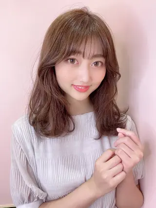 セミロング カラー 韓国/ワンホンヘア 髪質改善/MaCoのヘアスタイル