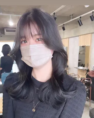 ロング パーマ ヘアアレンジ メンズ キッズ ネイル マツエク・マツパ アイブロウ レイヤー／顔周り 韓国ヘア森田和貴のヘアスタイル