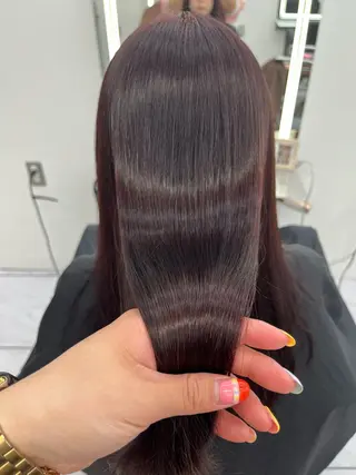 セミロング 髪質改善縮毛矯正/暖 色カラー/ウエダカナのヘアスタイル