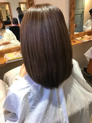 ミディアム カラー 髪質改善×矯正🫧 韓国ヘアasamiのヘアスタイル