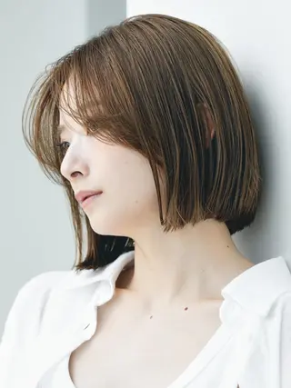 ミディアム 透明感カラー/伊藤 陸/soigneのヘアスタイル