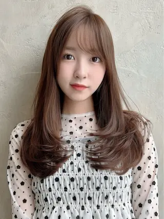 セミロング カラー 新宿✨顔周りカット 韓国ヘア/坂本亜裟海のヘアスタイル
