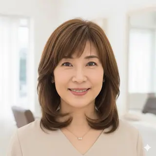 ミディアム カラー 三宅 さおりのヘアスタイル