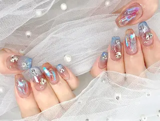 ネイル I-nailロング /ワンホン/キラキラのネイルデザイン
