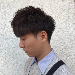 ショート カラー パーマ メンズ ニュアンスパーマ/ レイヤー/茶屋町のヘアスタイル