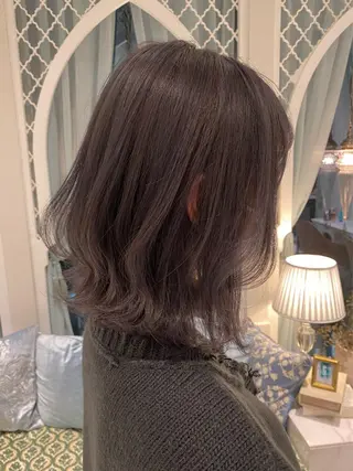 ミディアム ブリーチなし 透明感カラー/艶髪のヘアスタイル