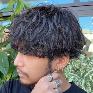 ミディアム パーマ ヘアアレンジ メンズ fifth 石川 凪のヘアスタイル