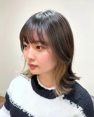 ミディアム 韓国風ﾊﾟｰﾏ❁﻿ fu-ka❁艶ｶﾗｰのヘアスタイル