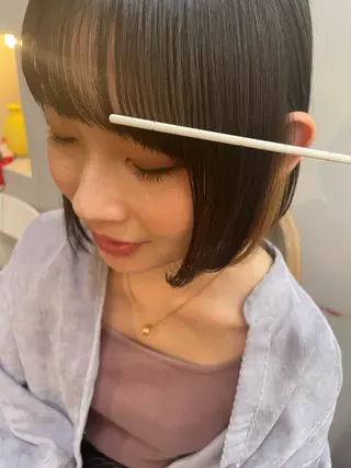 ショート カラー ヘアアレンジ 抜け感ボブ×パーマ ｜kazaneのヘアスタイル