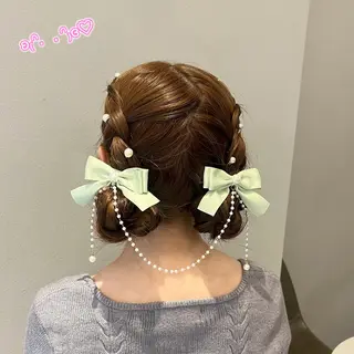 ヘアアレンジ 顔周り/ガーリー /ヘアメ/あつはのヘアスタイル