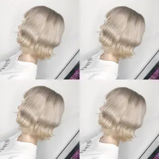 ショート カラー ヘアアレンジ TAKUMAブリーチ /切りっぱなし🪽のヘアスタイル