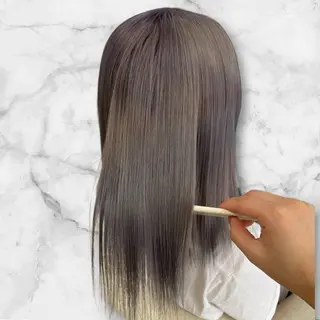 ミディアム カラー プルシールエクステ/ ハイトーン/ブリーチのヘアスタイル