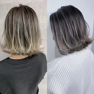 セミロング カラー _WHITE 高槻のヘアスタイル