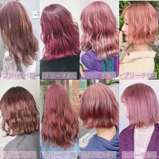 ミディアム カラー ヘアアレンジ TAKUMAブリーチ /切りっぱなし🪽のヘアスタイル