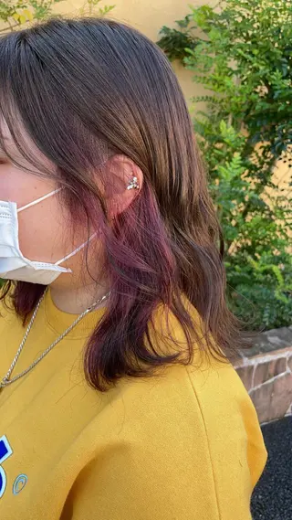 ミディアム カラー 川元 汐音のヘアスタイル