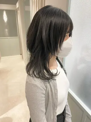 セミロング 似合わせ艶髪カラー ❤️ハダユミのヘアスタイル