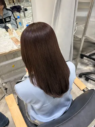 セミロング カラー ななみ.⋆𝜗𝜚 暖色艶カラー/まつパのヘアスタイル