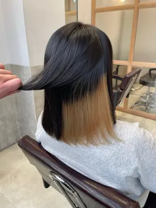 ミディアム 縮毛矯正クロスパーマ 益子達也のヘアスタイル