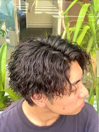 ミディアム パーマ メンズ 谷口 悠生のヘアスタイル